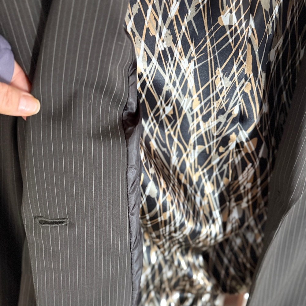 Tahari Women's Pinstripe Blazer - Brown - Picture 5 of 5